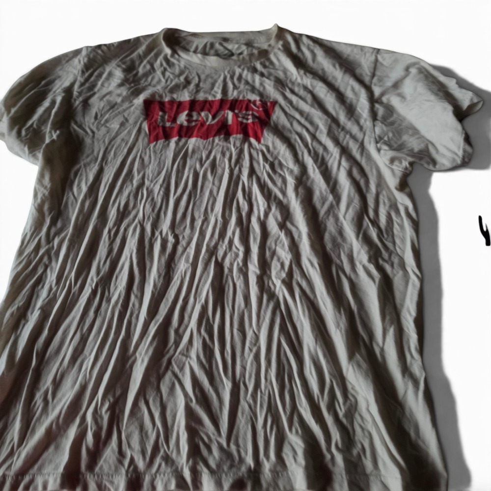Levis Mens Graphic Tee Shirt XL White Red Batwing Logo Short Sleeve Cotton